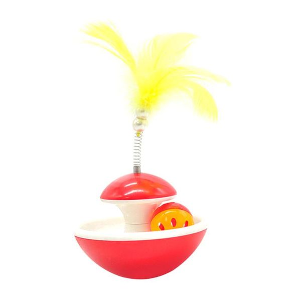

cat tumbler funny pet toys adorable training feather bell interactive playing to
