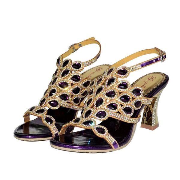 

christia bella women bohemian style shoes high heels female peep toe crystals formal party fashion sandals, Black