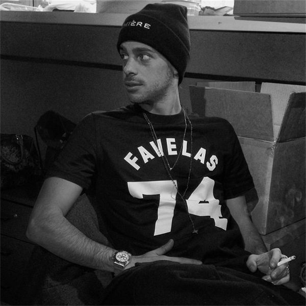 

street fashion brand favelas 74 alphanumeric trend men's and women's wear cotton short sleeve t-shirt 9kg6, White;black