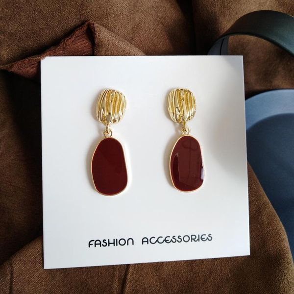 

red contracted fashion stud earrings female senior feeling light excessive cold wind restoring ancient ways, Golden;silver