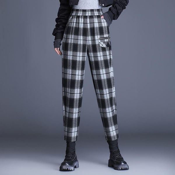 

women's pants & capris female fashion elastic high waist loose boots harem autumn winter women streetwear hip hop cargo trousers sweatp, Black;white