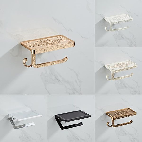 

toilet paper holders bathroom hardware set white mobile phone holder space aluminum antique roll with shelf box wall mount
