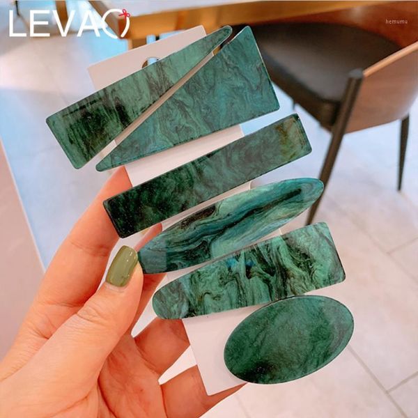 

levao retro agate green starry hairpins sky series bright silk hair clips customized one word clip jewelry for fashion girl1