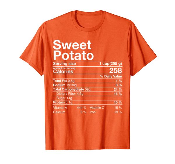 

sweet potato nutritional facts thanksgiving gifts turkey day t-shirt, White;black