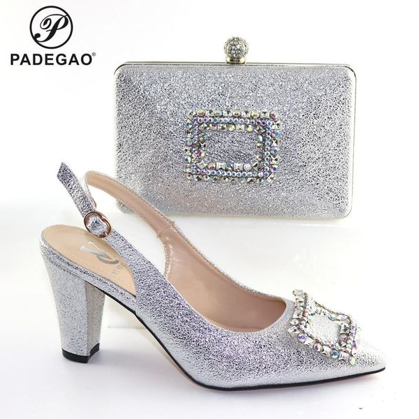 

dress shoes latest nigerian and bag set super high heels party in women fashion african matching shoe silver color, Black
