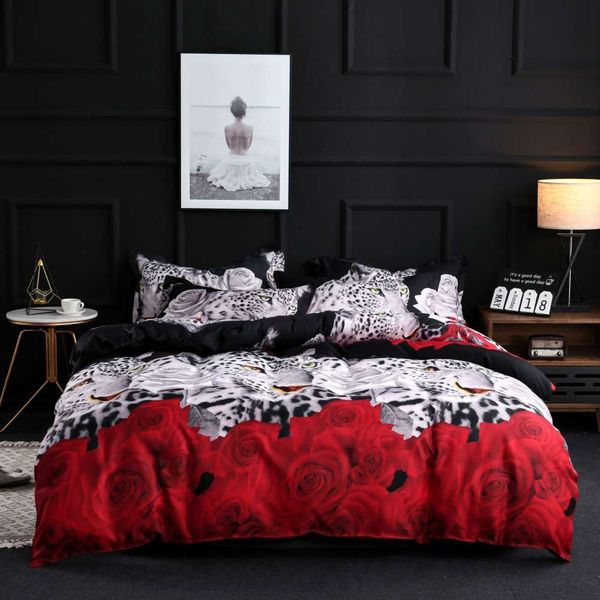 

special round net leopard 3 / 4 piece bed sheet set quilt cover pillow case