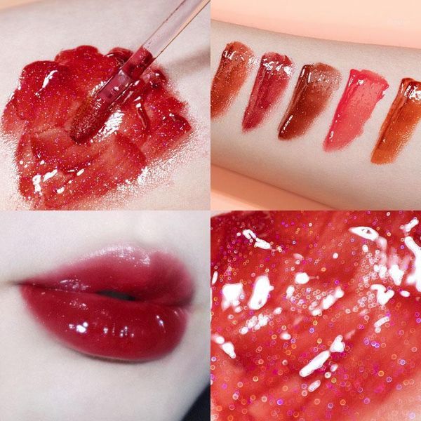 

moisturizing lip glaze mirror effect dark red glitter cream long lasting waterproof silky matte gloss ac2861
