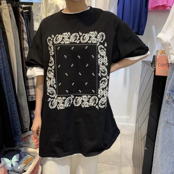 

women's t-shirt flower print well done oversized welldone t shirt 100% cotton men women hip hop streetwear, White