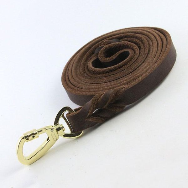 

dog collars & leashes real leather large leash walking training lead braided genuine pet traction rope for german shepherd labrador dogs