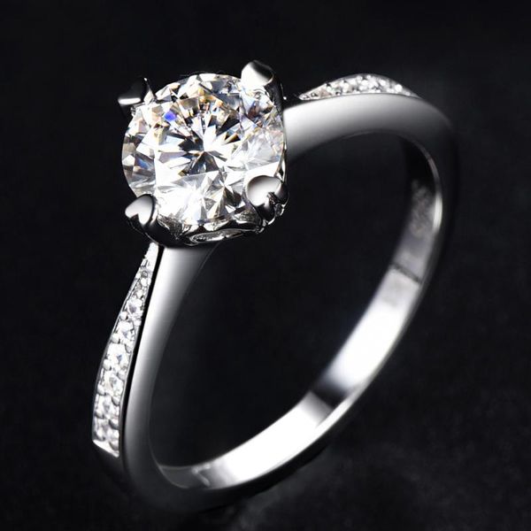 

wedding rings classic 925 sterling silver princess love heart for women engagement jewelry anniversary, Slivery;golden