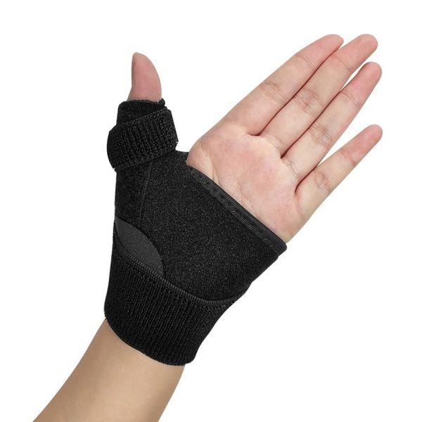 

wrist support sport thumb splint brace hand strain sprains protector pain relief stabilizer immobilizer, Black;red