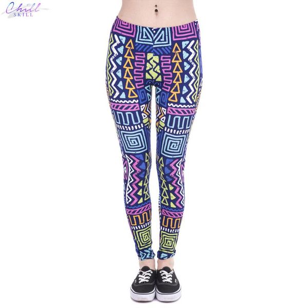 

women's leggings chill skill autumn winter african purple printing fitness legging silm trouser women pants, Black