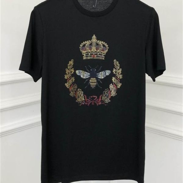 

t shirts 20ss fashion brand rhinestone famous designer bee crown gothic embroidery cotton tee for men, White;black