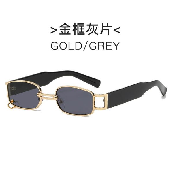 

sunglasses 2021 small frame metal square fashion trend personalized men's and women's ring buckle sunglassesuv400, White;black