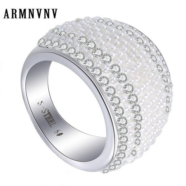 

cluster rings armnvnv wedding for women 316l stainless steel engagement party fashion jewelry austrian crystal quality, Golden;silver