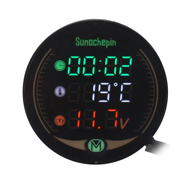 9V 12V-24V 3 IN 1 LED Zeit Temperatur Spannung Motorrad Auto Meter Display Tisch Nacht vision