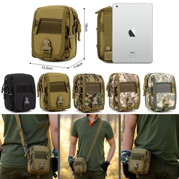 

tactical double-layer phone pouch bag molle mobile money tools belt military hunting fanny waist outdoor bags