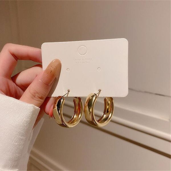 

vintage geometric hoop circle earrings women minimalist gold color statement big earrings for women female jewelry, Golden