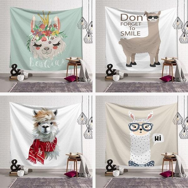 

tapestries cartoon alpaca tapestry digital printing home decoration wall blanket animal series cloth