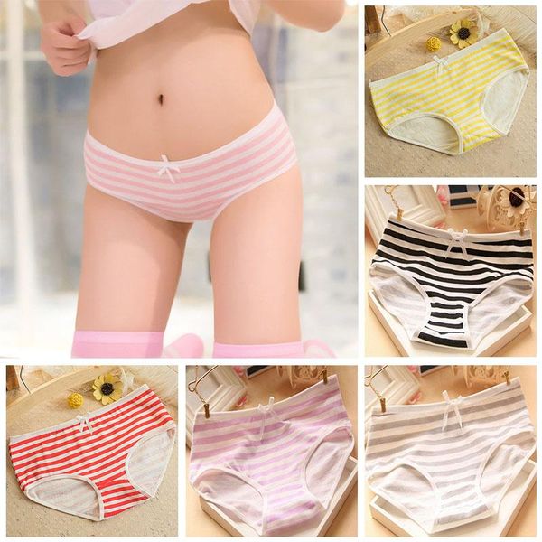 

women's panties fashion cotton girl striped bow briefs cute bikini underwear ladies female lingerie breathable panty, Black;pink