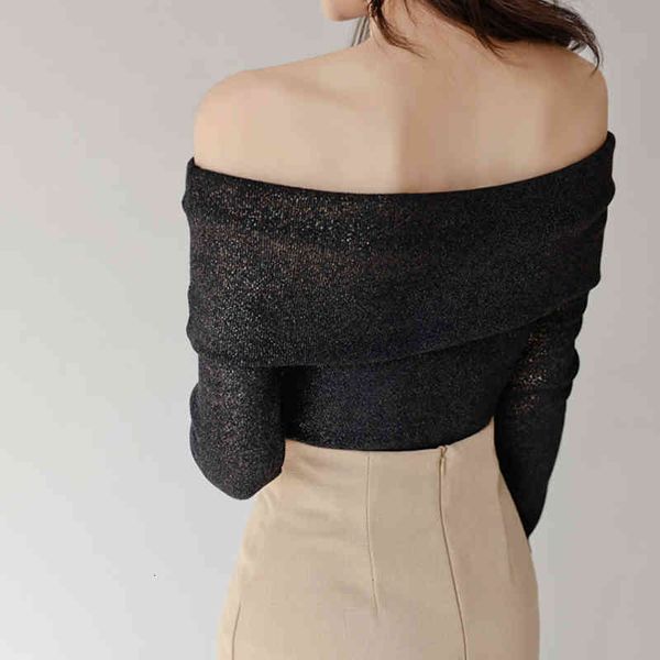 

dresses 2021 2 pieces set women spring slash neck crop and high waist mermaid skirts korean chic office lady suit, Black;gray