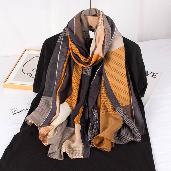 

scarves fashion british plaid spring autumn thin silk scarf ladies 2021 winter warm shawl, Blue;gray