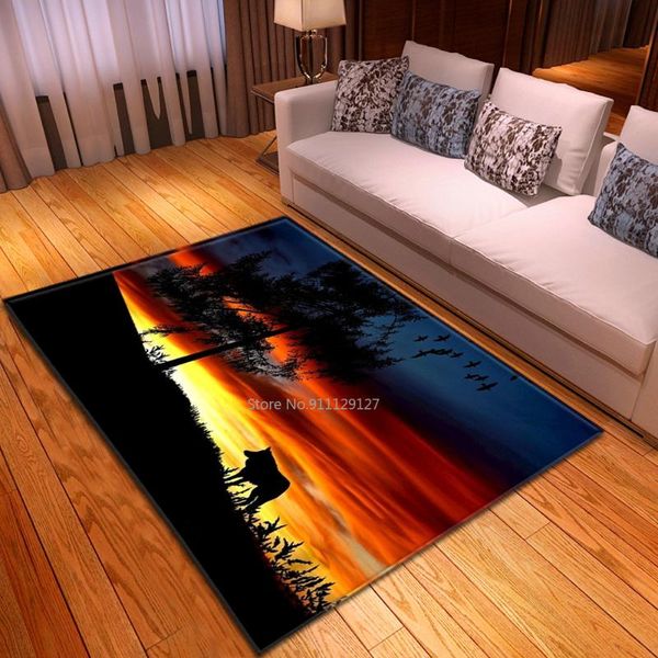 

carpets cartoon animal wolf 3d printed kids play rug soft flannel home decor floor mat child room game for living area rugs