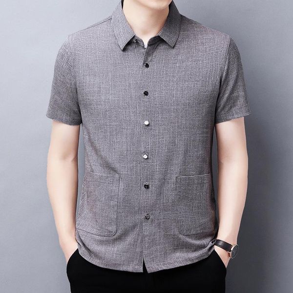 

men's casual shirts men clothing 2021 summer short-sleeved shirt solid color loose linen cotton lapel chinese style tang suit, White;black