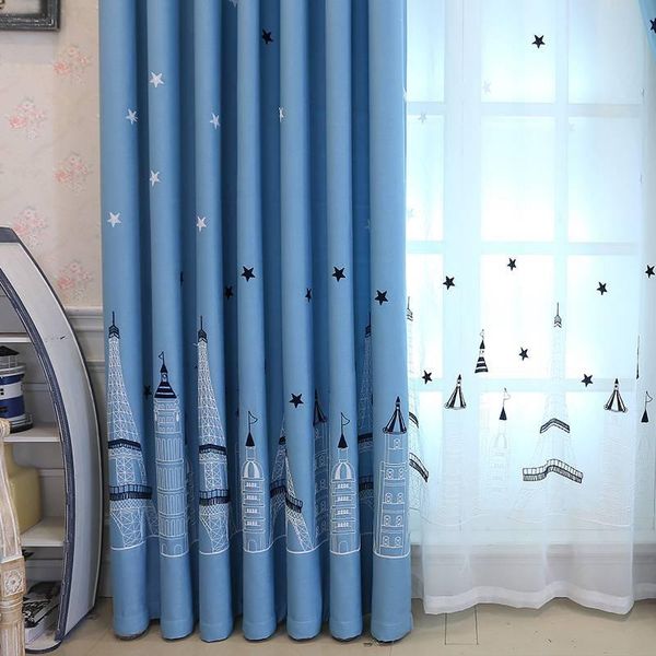 

curtain & drapes mediterranean blue castle embroidered boy cartoon children's room bedroom living
