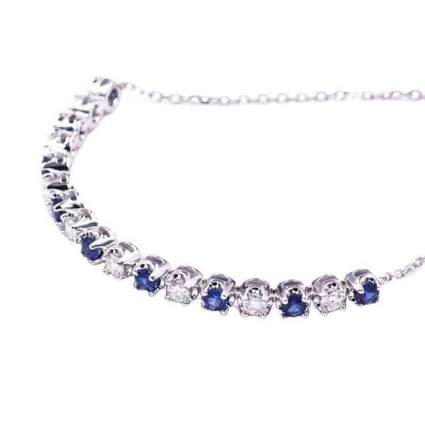 

tianyu gems 18k solid white gold round sapphire&moissanite diamond charm jewelry wedding bracelet for women, Golden;silver
