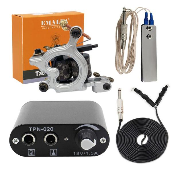 

tattoo kit coil machine gun set with power supply foot switch pedal clip cord for beginner supplies guns kits