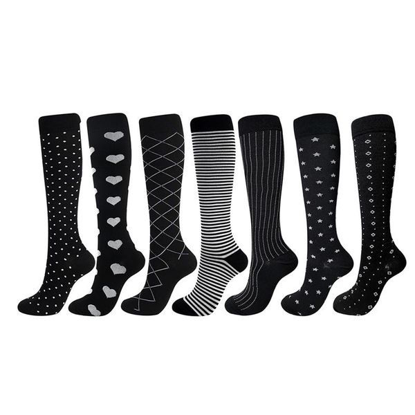 

cotton women men compression stockings male football socks soccer outdoor sports running cycling basketball sport, Black
