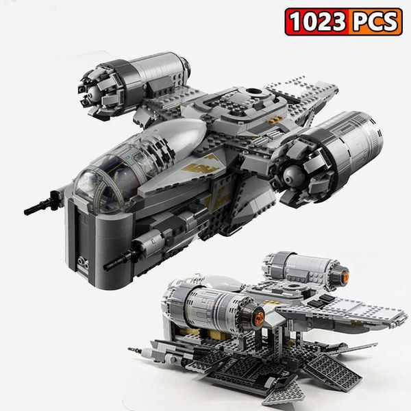 

razor crest compatible 75292 1023pcs 5 figures building kit bricks spaceship constructor birthday present christmas gift for kid g1204