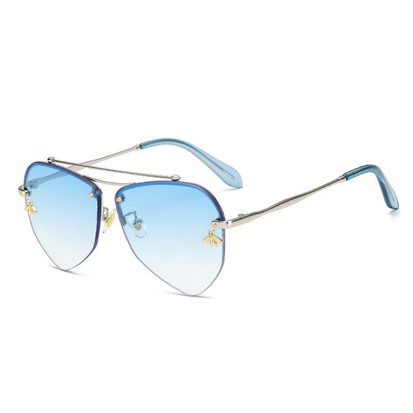 

sunglasses brand design luxury rimless bee for women fashion retro trend ladies metal uv400 sun glasses mirror shades eyewear, White;black