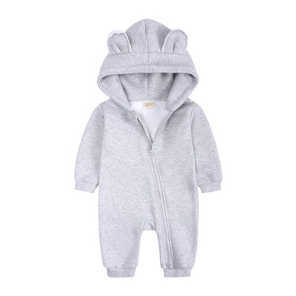 

jumpsuits fashion solid color baby clothes girl romper cotton long sleeve hooded winter born clothing 3-18 months, Blue