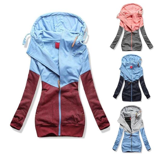 

women's hoodies & sweatshirts women gradient print patchwork sweatshirt autumn loose long-sleeve female elegant pocket drawstring hoode, Black