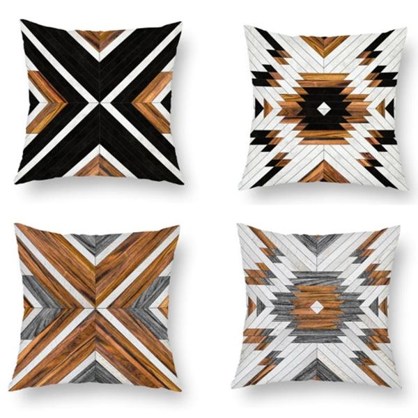 

pillow case retro geometric back cushion decorative cover vintage single side pillowcase for sofa chair car