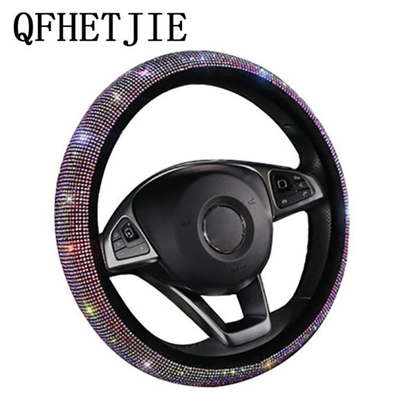 

steering wheel covers qfhetjie 1 pcs car cover colorful crystal diamond set color suitable for all 37-38cm
