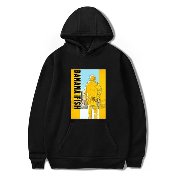 

banana fish anime hoodie men harajuku women hoodies sweatshirt pullover simple style streetwear men's & sweatshirts, Black