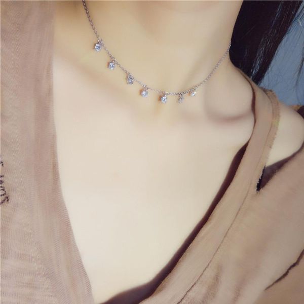 

chokers 2021 arrival fashion simple designer women short choker necklace pure 925 sterling silver chain pendant trendy bijoux, Golden;silver