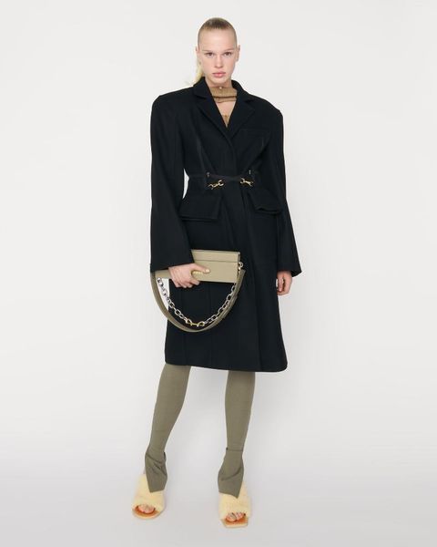

women's wool & blends 2021 autumn and winter tweed coat women black thickened long