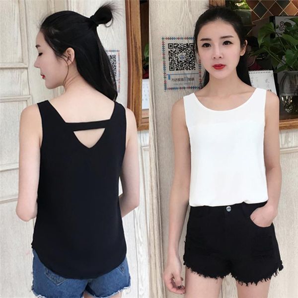 

women's blouses & shirts banerdanni women chiffon blouse 2021 arrival summer sleeveless v-neck female plus size 4xl solid color, White