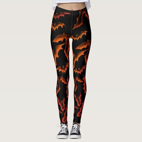 

women's leggings pumpkin bat print women high waist for ladies bugym sports workout push up fitness female leggins g2, Black