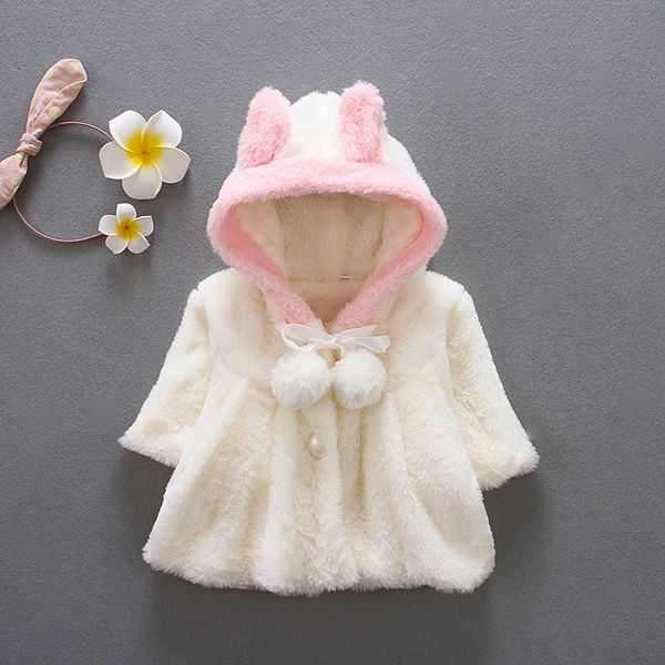 Coelhinho Jaqueta de lã para bebê roupas de inverno recém-nascido bebê meninas jaqueta quente blusão para crianças casaco capa roupas infantis