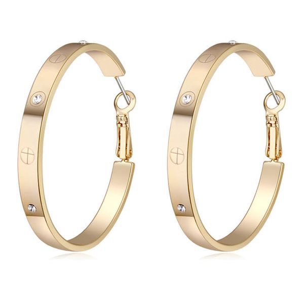 

gold color plated hoop 4.6cm hoop earrings for women wedding bridesmaid jewelry 2018 fashion gift, Golden;silver