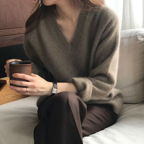 

women's sweaters cute, sleek sweter with v-neck, women's blouse v-neck for fll, vintge crop knitted or crocheted lx6z, White;black