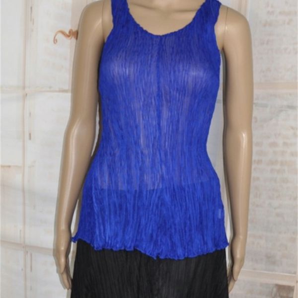 

knits firregular solid color sleeveless fashion fold thin section t-shirts, White