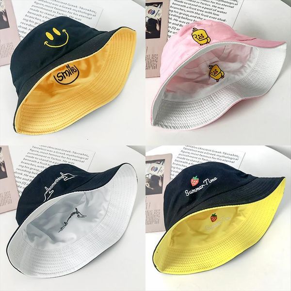 

summer sun hat kids smile bucket boys girls women outdoor cotton fishing hunting cap men bob fashion chapeau fishman, Blue;gray