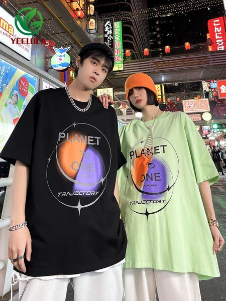 

japanese t-shirt short sleeve pure cotton harajuku loose hip hop men women 2021 all-match casual streetwear gothic men's t-shir, White;black