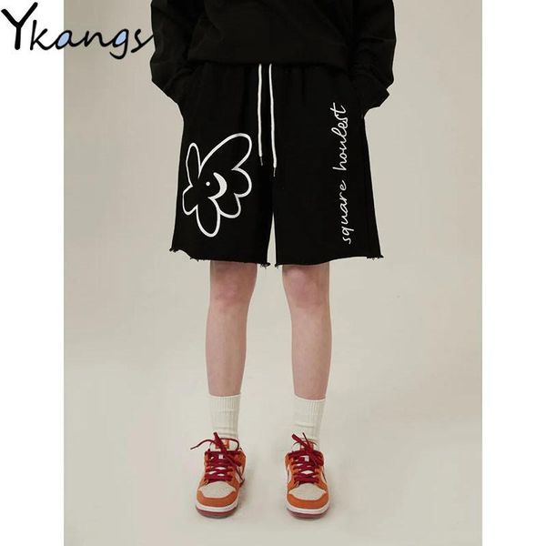 

women's shorts couple style letter print wide-leg summer outdoor all-match sports casual fashion ladies high waist, White;black